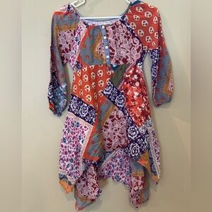 Mimi & Maggie Multi Print Florals Handkerchief Patchwork Dress  Size 6